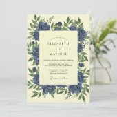 Invitation Mariage Paonée Beurre Indigo (Debout devant)
