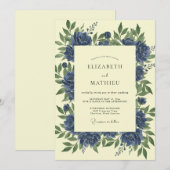 Invitation Mariage Paonée Beurre Indigo (Devant / Derrière)