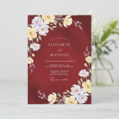Invitation Mariage Paonée Crème Bordeaux (Debout devant)