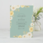 Invitation Mariage Paonée Dorée Mousse de Mer (Debout devant)