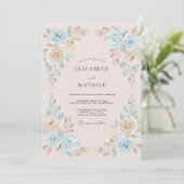 Invitation Mariage Paonée Or Céruléen (Debout devant)