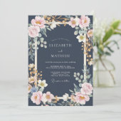 Invitation Mariage Paonée Or de Minuit (Debout devant)