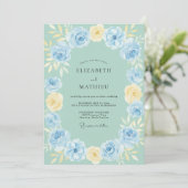 Invitation Mariage Paonée Pervenche Beurre Doré (Debout devant)