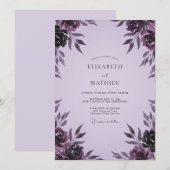 Invitation Mariage Paonée prune (Devant / Derrière)