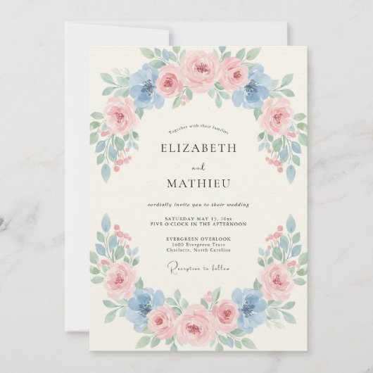 Invitation Mariage Paonée Rouge Ciel (Devant)