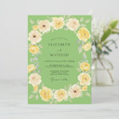 Invitation Mariage Paonies Lime Jaune (Debout devant)