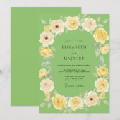 Invitation Mariage Paonies Lime Jaune (Devant / Derrière)