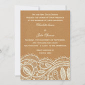 Invitation Mariage papier dentelle et Kraft (Devant)