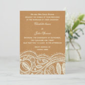 Invitation Mariage papier dentelle et Kraft (Debout devant)