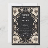 Invitation Mariage papier en tissu satiné tactile en velours  (Devant)