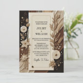 Invitation Mariage papier en tissu satiné Velvet dentelle (Debout devant)