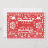 Invitation Mariage Papier Rouge & Blanc Picado Mexicain (Dos)