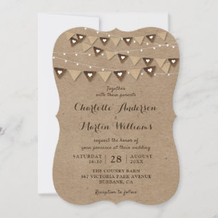 Invitation Mariage papier rustique Kraft