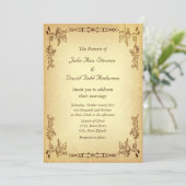 Invitation Mariage Papier Vieilli Rétro Vintage (Debout devant)
