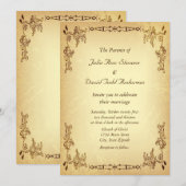 Invitation Mariage Papier Vieilli Rétro Vintage (Devant / Derrière)