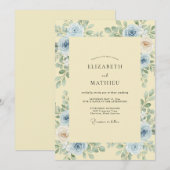 Invitation Mariage Papillon Acier Beurre (Devant / Derrière)