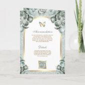 Invitation Mariage Papillon Arche Florale Vert Sage Or (Dos)