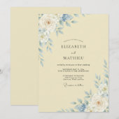 Invitation Mariage Papillon Azur Beurre (Devant / Derrière)