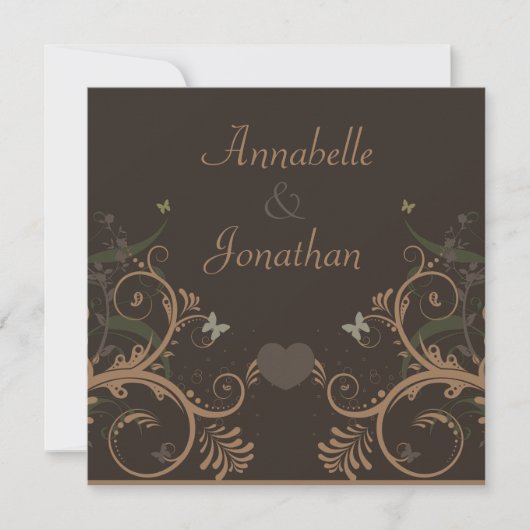 Invitation Mariage Papillon Brun Flore (Devant)