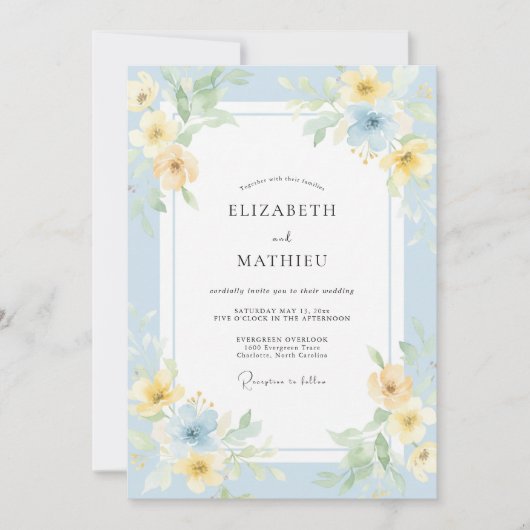 Invitation Mariage Papillon Ciel Doré (Devant)
