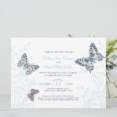 Invitation Mariage papillon d'art bleu clair (Debout devant)