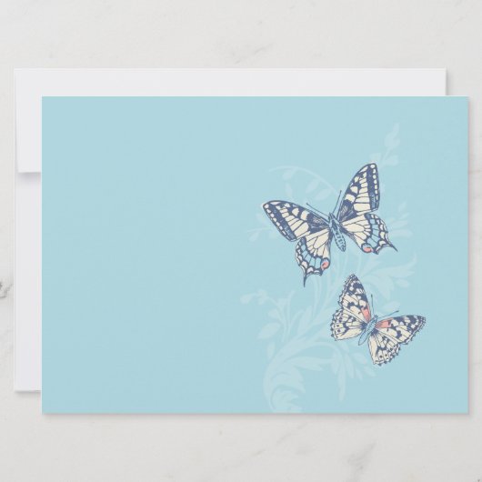 Invitation Mariage papillon d'art bleu clair (Dos)
