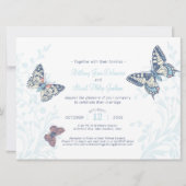 Invitation Mariage papillon d'art bleu clair (Devant)