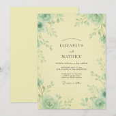 Invitation Mariage Papillon de Celadon Rose (Devant / Derrière)
