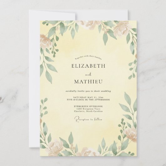 Invitation Mariage Papillon de Citron Beurre (Devant)