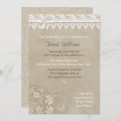 Invitation Mariage papillon de dentelle florale (Devant / Derrière)