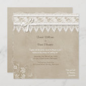 Invitation Mariage papillon de dentelle florale (Devant / Derrière)