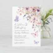 Invitation Mariage papillon de fleurs sauvages (Debout devant)