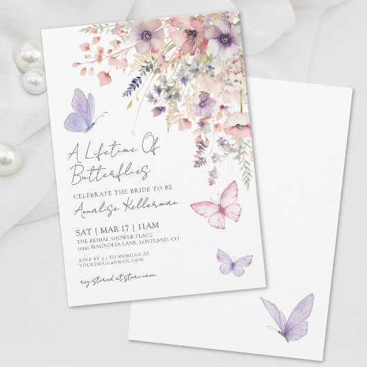 Invitation Mariage papillon de fleurs sauvages