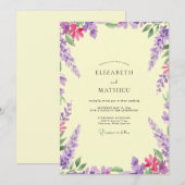 Invitation Mariage papillon de glycine violette (Devant / Derrière)