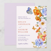 Invitation Mariage papillon de jardin fleuri (Devant / Derrière)