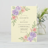 Invitation Mariage papillon de lilas Hydrangea Eucalyptus (Debout devant)