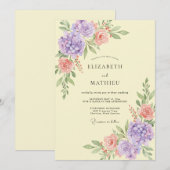 Invitation Mariage papillon de lilas Hydrangea Eucalyptus (Devant / Derrière)