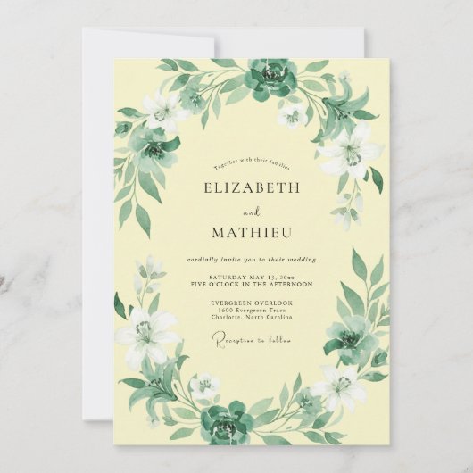 Invitation Mariage Papillon de Mer Feuillu Beurre (Devant)