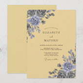 Invitation Mariage Papillon de Pervenche Beurre (Devant / Derrière)