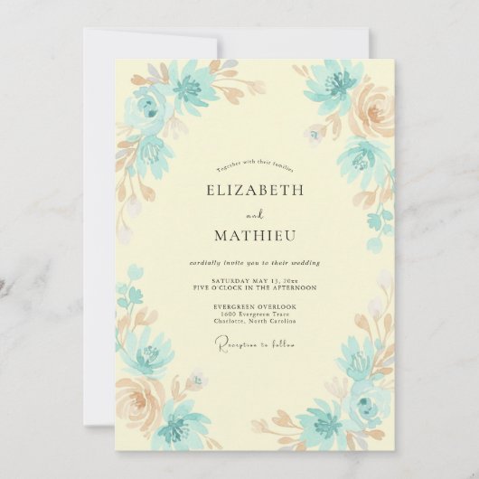 Invitation Mariage papillon de thé beurré (Devant)