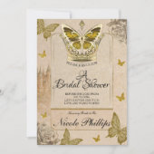 Invitation Mariage papillon doré livre ancien (Devant)