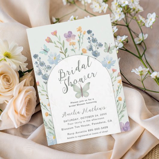 Invitation Mariage papillon et floral moderne