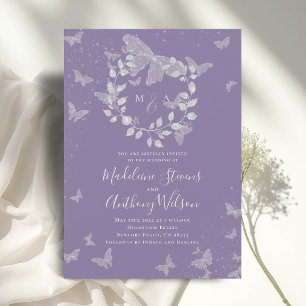 Invitation Mariage Papillon Éthéré Eucalyptus Lavande