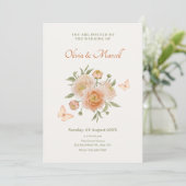 Invitation Mariage papillon fleur d'orange crème (Debout devant)
