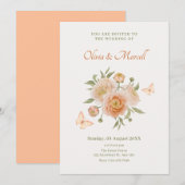 Invitation Mariage papillon fleur d'orange crème (Devant / Derrière)