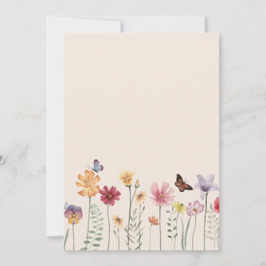 Invitation Mariage papillon Fleur sauvage coloré (Dos)