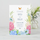Invitation Mariage papillon fleuri (Debout devant)