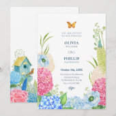 Invitation Mariage papillon fleuri (Devant / Derrière)