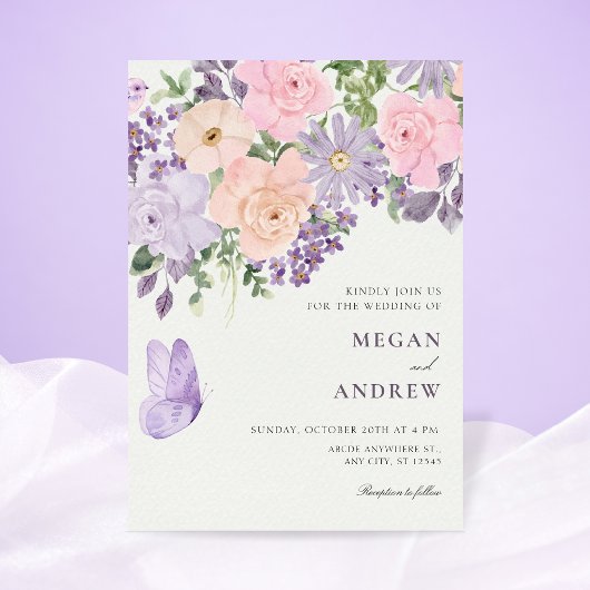 Invitation Mariage papillon floral
