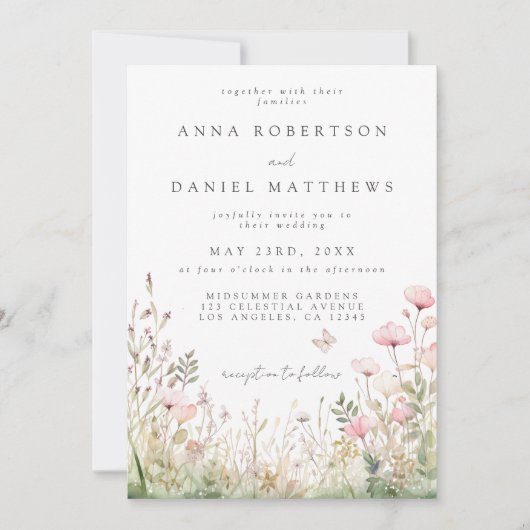 Invitation Mariage papillon floral (Devant)